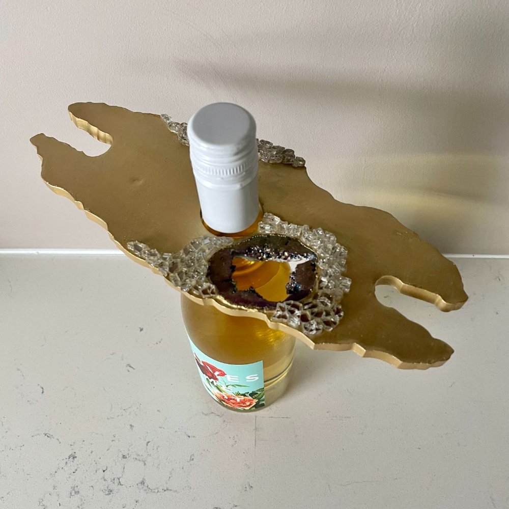 Gold Druzy Wine Glass Holder